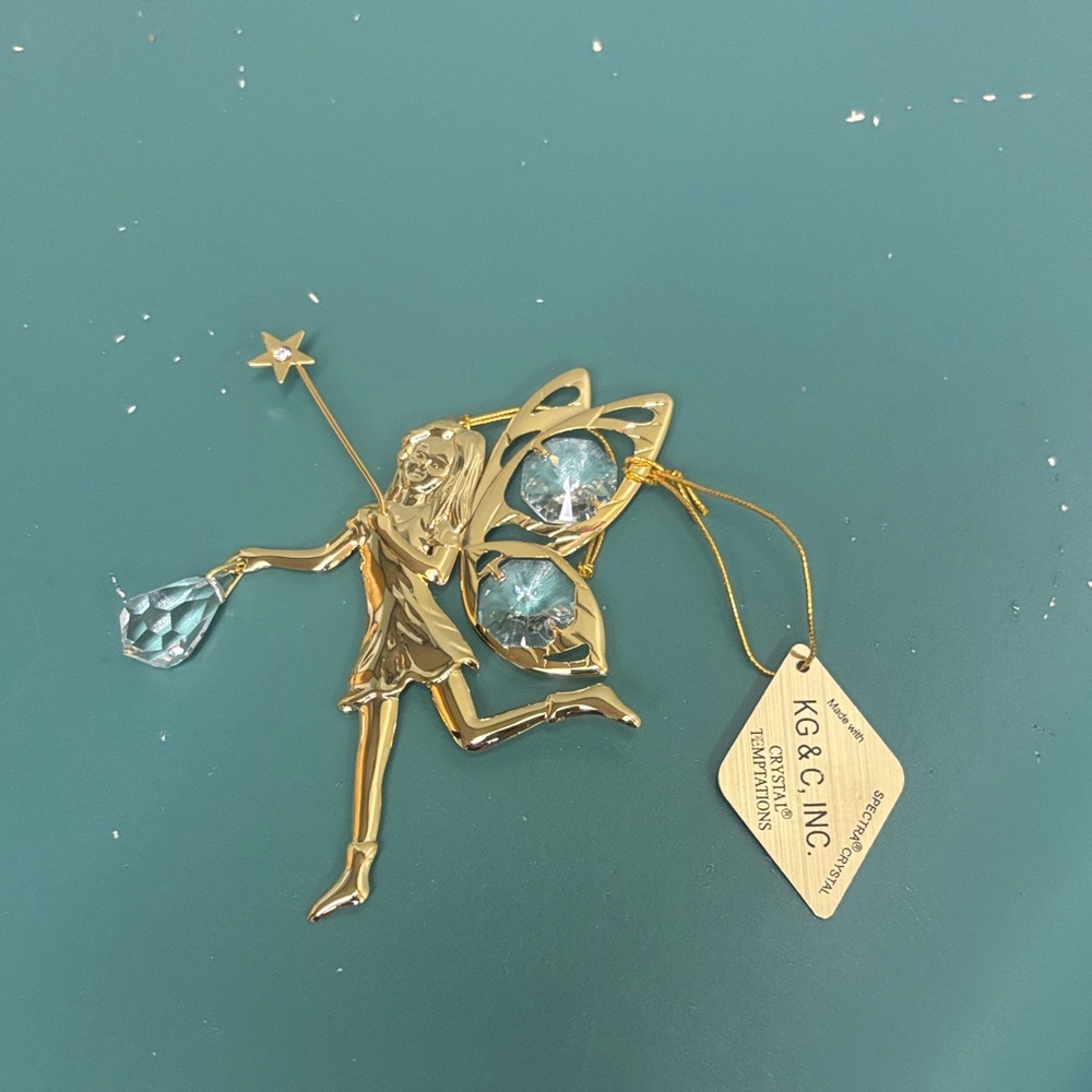 KG & C Gold Plated Fairy Ornament with Austrian Crystals